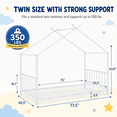 thumbnail image 2 of SESSLIFE Twin House Bed Frame White, Twin Floor Bed with Roof Frame, Montessori Style Metal Platform Bed with 18 Slats, No Box Spring Needed, 350 lb Support, 2 of 8