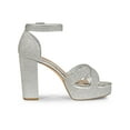 thumbnail image 3 of BLISSFUL STEP Women's Glitter Platform Crisscross Straps Block Heel Sandals, 3 of 7