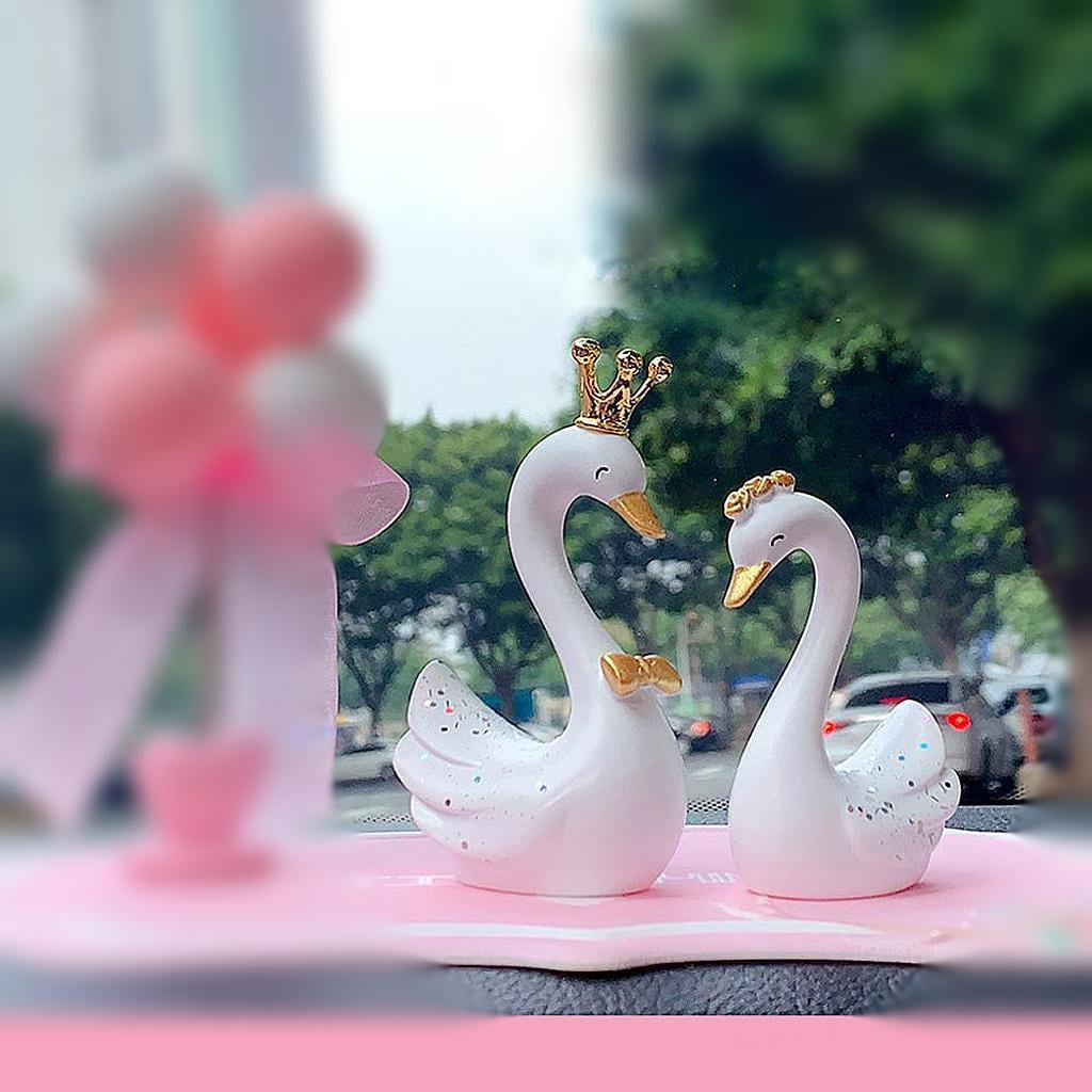 Swan Lover Statue Animal Resin Ornaments Home Tabletop Sculpture Decor 