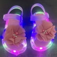 thumbnail image 5 of FINALGANG Kids Girls Adjustable Hook And Loop Flower Cherry Rhinestone Light Up Sandals Transparent LED Thick Sole Summer Glowing Casual Sandals Cozy Shoes 6-6.5 Years, 5 of 8