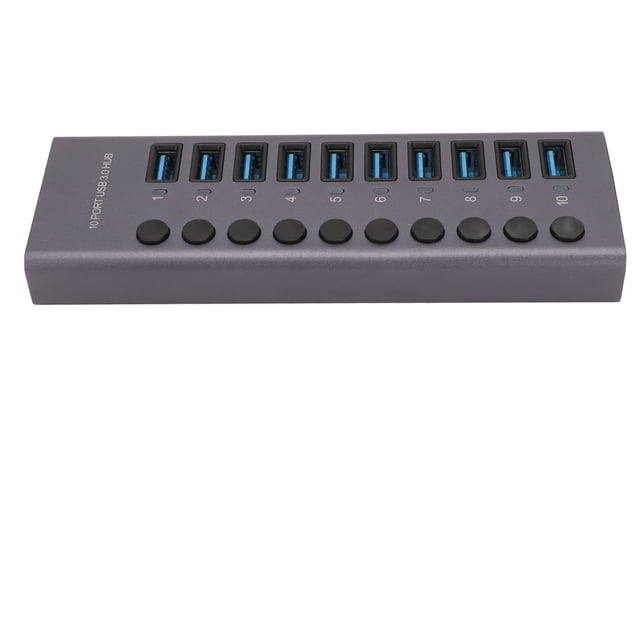 Hub USB3.0 De 10 Puertos, Concentrador USB Alimentado De Salida De Alta Corriente 100-240V Para Disco Duro