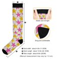 thumbnail image 3 of FORMRS Womens Knee High Socks Casual Long Thick Travel Daily Wear, 2 Pairs, Yellow Pink Stars, 3 of 6
