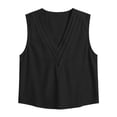 thumbnail image 5 of YVNAURA Womens Triple Layer V Neck Sleeveless Chiffon Top 2026 Summer Business Casual Blouse Lightweight Flowy Loose Fit T Shirt for Work Office Vacation Daily Going Out, Black,XXXL, 5 of 5