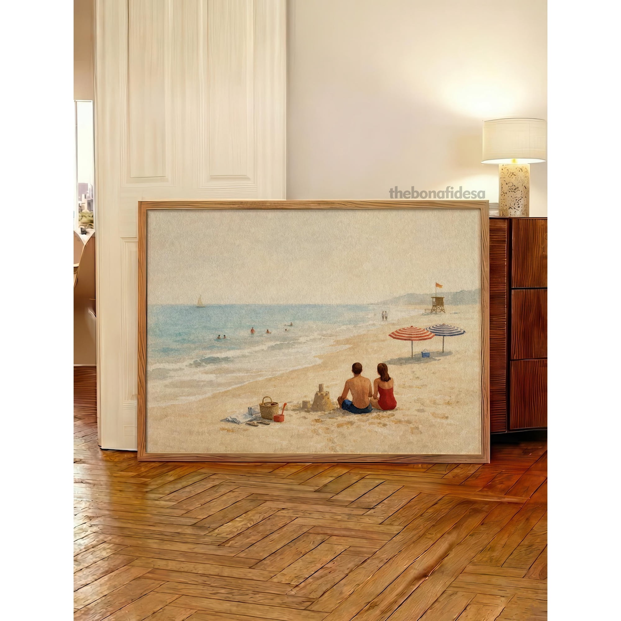 Beach Vintage Coastal Summer Scene Romantic Seaside Decor Anniversary Gift For Beach Lovers