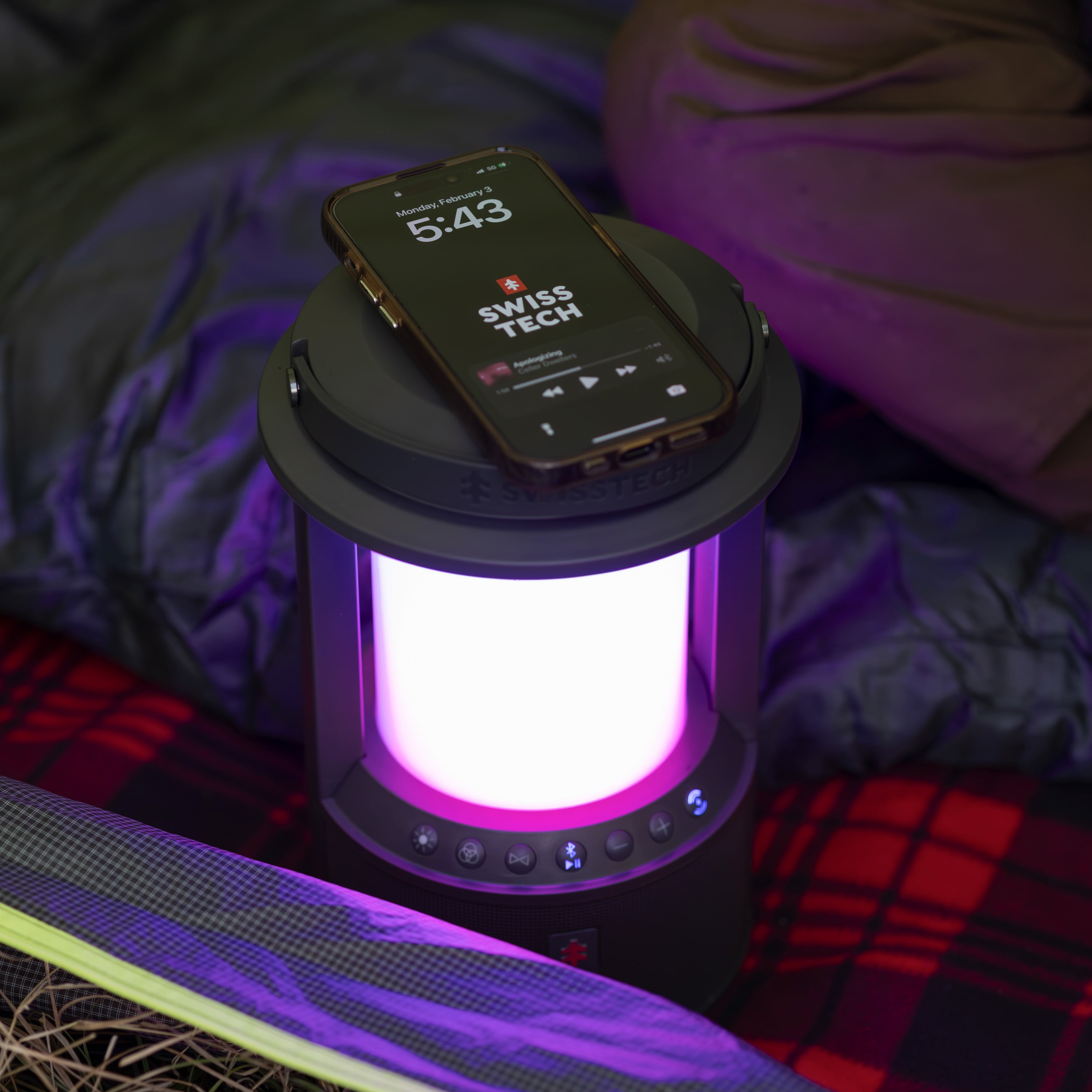 Swiss Tech Smart LED Lantern & Bluetooth Speaker, 2800 Lumen, Rechargeable Outdoor Light