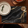thumbnail image 4 of Black Gold Marble Pattern Summer Placemats Table Placemats Set Of 6-Linen Kitchen Washable Placemats Table Mats 11.8"x17.7" Non-Slip Heat Resistant, 4 of 5