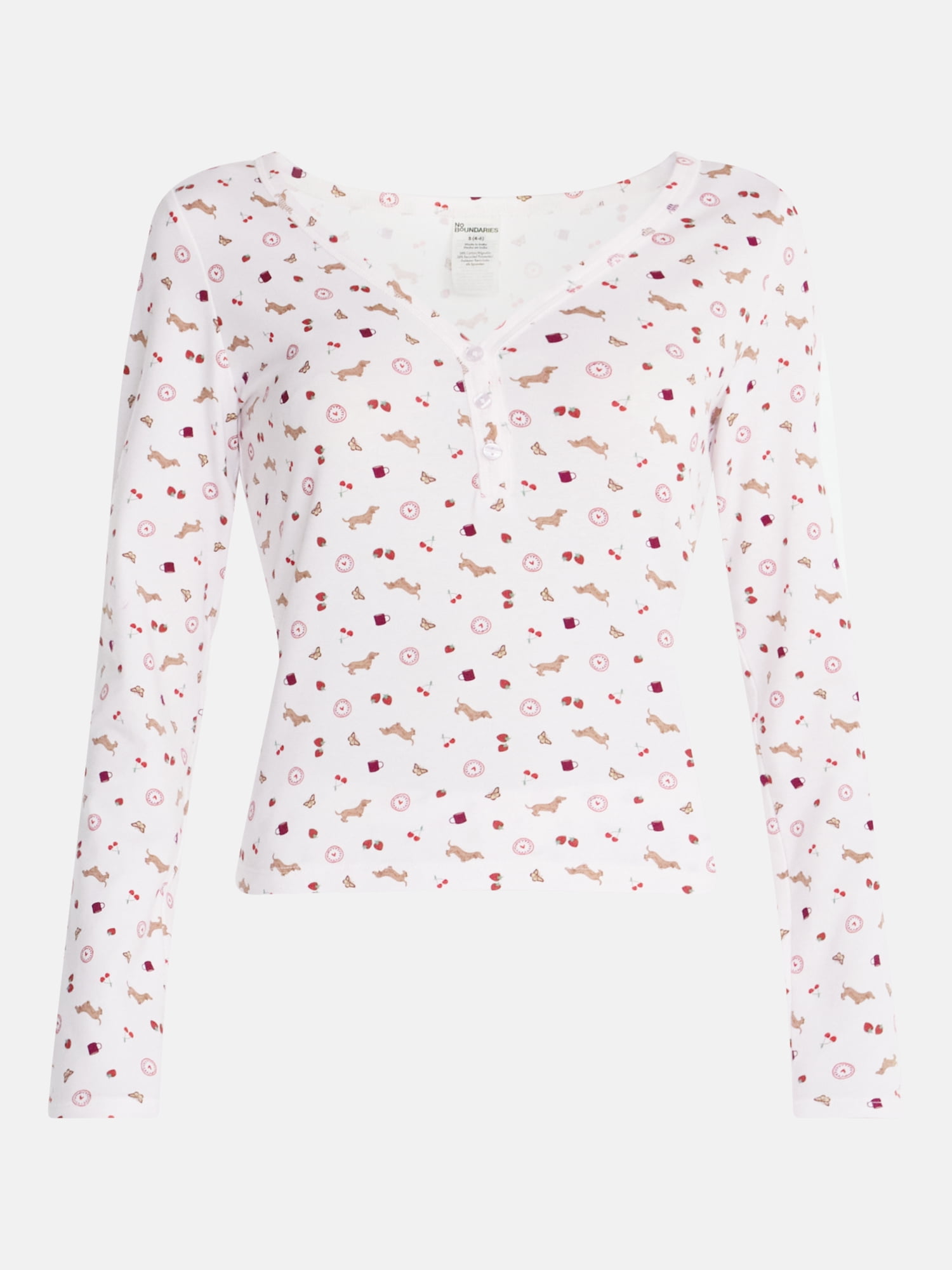 No Boundaries Cloud Core Henley Sleep Shirt, Women's XXS-3X