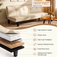 thumbnail image 6 of Lifarythm Futon Sofa Bed, Futon Couch with 3 Adjustable Backrest Convertible Twin Size Modern PU Leather Sleeper Sofa for Living Room 69", Beige, 6 of 9