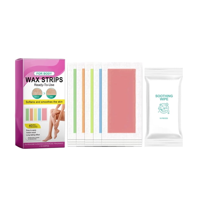 Bandes de Cire pour le Corps 1 Pce Bandes de Cire pour Enlever les Poils 20 Lingettes en Papier Ciré 10 Lingettes Nettoyantes Effet Longue Durée Enlever les Racines des Cheveux Tissu Non Tissé Doux Hydrater Apaiser Non Irritant