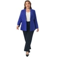 thumbnail image 3 of DARING DIVA Women's Plus Button Down Notched Lapel Office Jackets Blazer Royal Blue 4X, 3 of 6