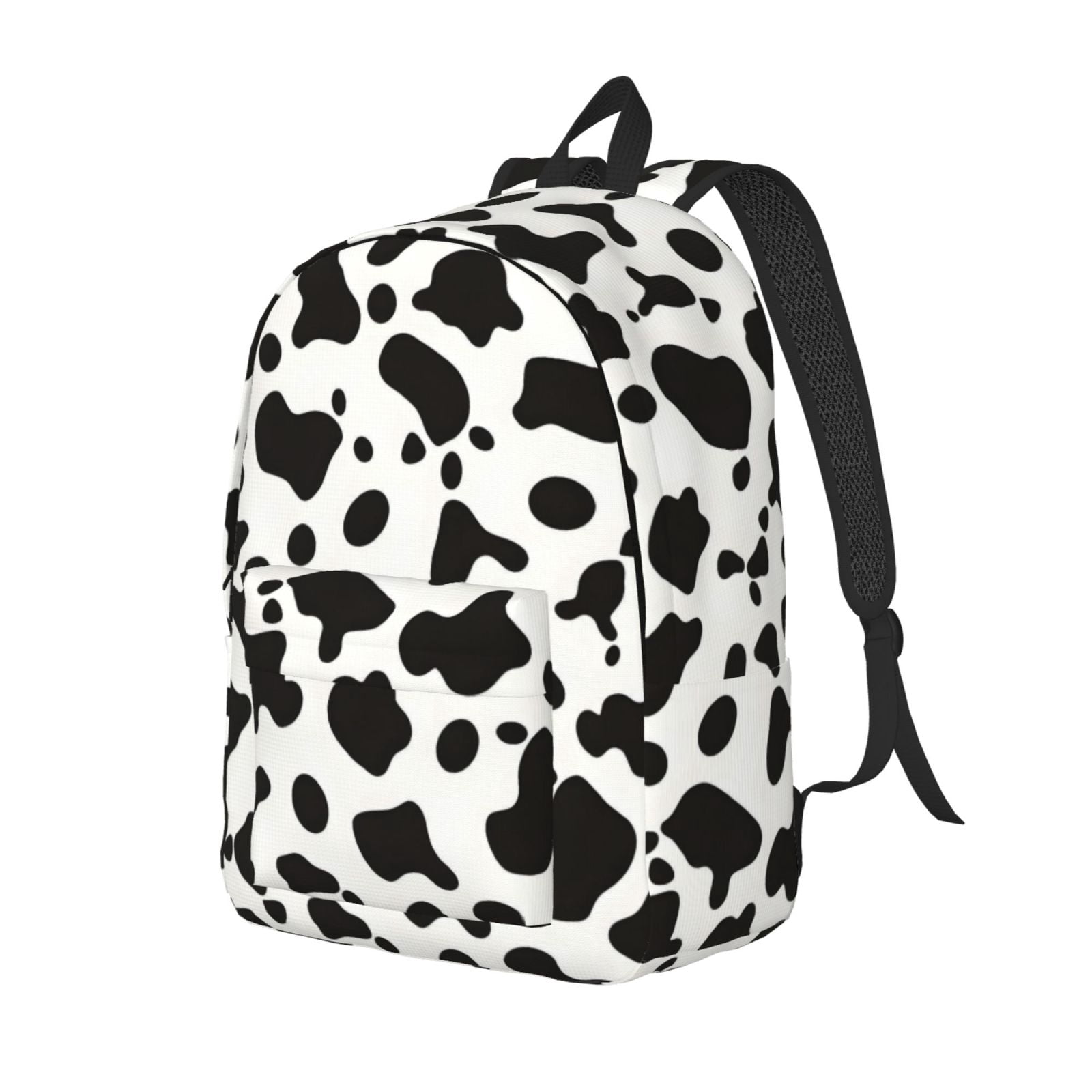 Casual Canvas Backpack Without Interlayer Large Capacity Stick Bag Design For Outdoor Shopping Office Outdoor Sports Simple Cow Print Pattern, Vector Art Style_3 Medium