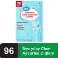 thumbnail image 2 of (6 pack) Great Value Plastic Everyday Clear Assorted Cutlery, 96 Count includes 32F/32S/32K, 2 of 11