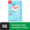 Great Value Premium Clear Disposable Plastic Assorted Cutlery, 96 Count - Perfect for Everyday Use