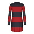 thumbnail image 4 of Zpanxa Sweater Dress for Women, V Neck Striped Ribbed Knit Mini with Ruffled Hem, 4 of 5