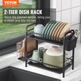 thumbnail image 2 of VEVOR Dish Drying Rack, 2 Tier Large Capacity Dish Drainers, Rustproof Carbon Steel Dish Drainer with Drainboard, Storage Space Saver, Cup and Utensil Holder for Kitchen Counter Over The Sink, Black, 2 of 9