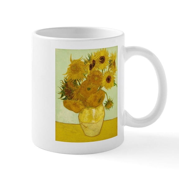 CafePress - Vase With Twelve Sunflowers By Vincent Mug - 11 oz Ceramic Mug - Novelty Coffee Tea Cup
