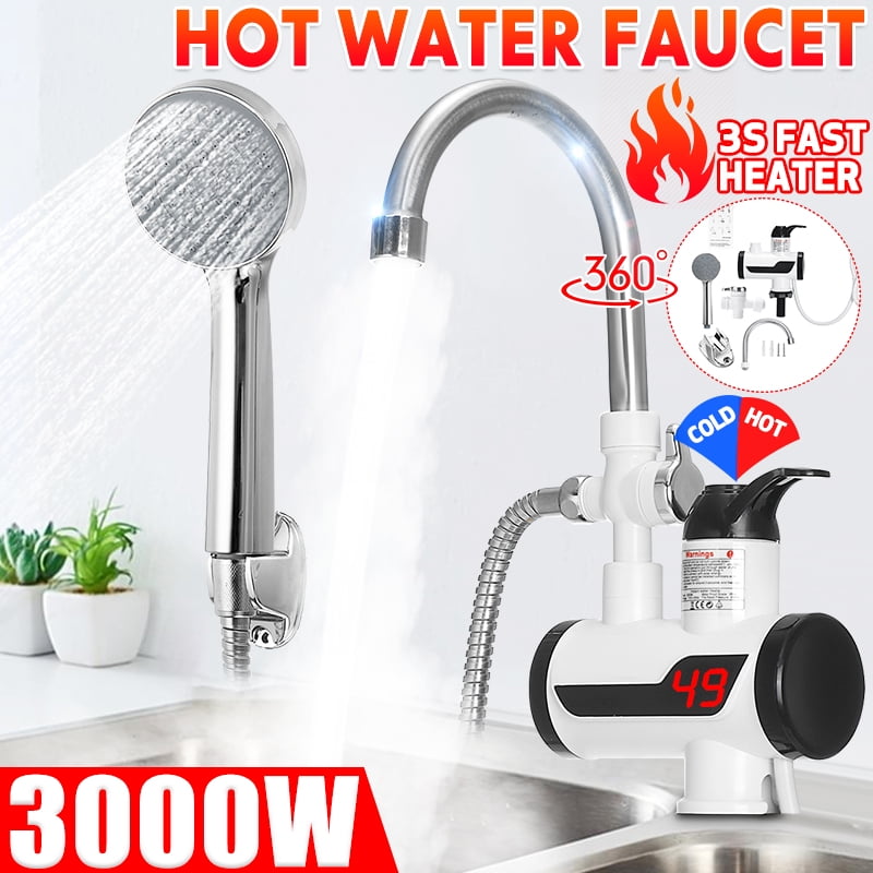 Rotatable Bathroom Kitchen Heating Tap Water Faucet 220V Tankless Electric  Hot Water Heater Faucet with LED Digital Display - Walmart.com