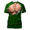 thumbnail image 6 of ZCFZJW 3D Novelty Tops for Men Big and Tall Regular Fit Casual Summer Short Sleeve Fake Muscle Pattern Graphic Tees Shirt Trendy Holiday Vacation T-Shirts Green XXL, 6 of 6