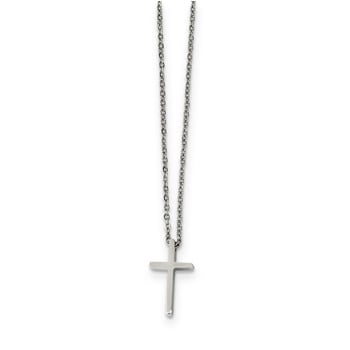 Finejewelers Sterling Silver Polished with Black Epoxy Cross Dog Tag Pendant Necklace Chain Included
