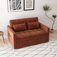 thumbnail image 6 of AOOWOW 51.18" Velvet Pull Out Sleeper Sofa Bed with Adjustable Backrest,  Convertible Sleeper Sofa Couch for Small Spaces, Camel, 6 of 8