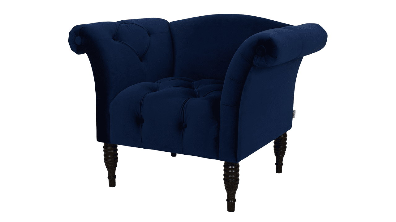 Danica Roll Arm Accent Chair, Navy Blue