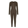 thumbnail image 5 of Ltctricy Women's Long Sleeve Workout Jumpsuits Ribbed Half Zip Full Length Slim Athletic Bodycon Stretchy Yoga Rompers, 5 of 6