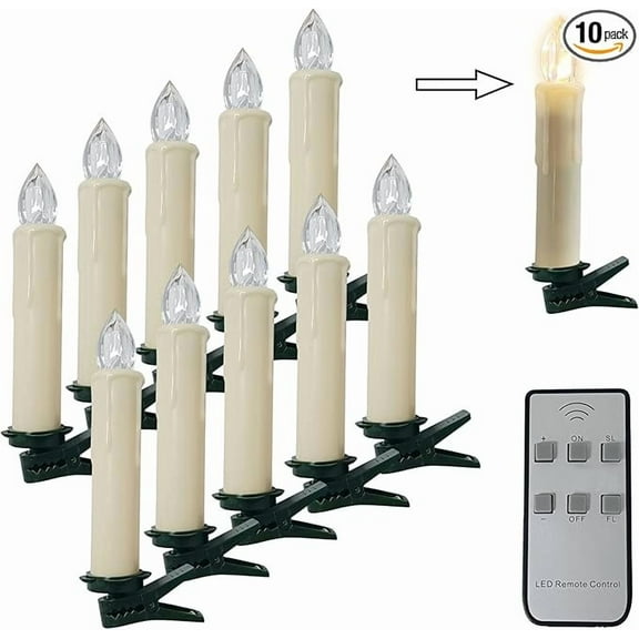 XINAOBAOLUO Short Candlesticks LED Taper Candle, Remote Candle Sticks Battery Flameless Candles with Clip Flickering Warm White Lights for Wedding Party Baroque Chandelier,4inches White