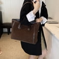 thumbnail image 3 of Bolso Tote Terciopelo Cuero para Ir Al Gran Capacidad Mujer Nuevo Versátil S (café), 3 of 9