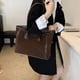 thumbnail image 3 of Bolso Tote Terciopelo Cuero para Ir Al Gran Capacidad Mujer Nuevo Versátil S (café), 3 of 9