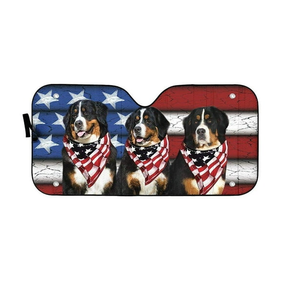 3D Bernese Usa Flag Windshield Sunshade Universal Fit Cars Suv Truck