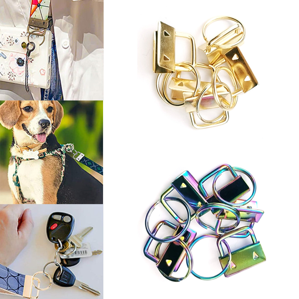 Geemin 42Pcs for Key Fob Hardware with Split Rings Lanyard Wristlet Tail Clip Clasp Kit