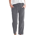 thumbnail image 3 of Women's Straight Leg Corduroy Trousers with Elastic Waist Comfortable Loose Fit Long Pants for Everyday Wear, 3 of 9