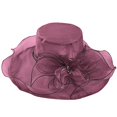 thumbnail image 5 of Kentucky Derby Hats, Yigetop Women's Solid Color Big Flower Shade English Lady Elegant Temperament Sun Hat Spring Hats for Women 2025 Wine One Size, 5 of 5