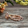thumbnail image 2 of 14k Rose Gold 2.75 Carat 6mm Round Cut Morganite Trio Set Engagement Ring Halo Stacking Matching Band, 2 of 6