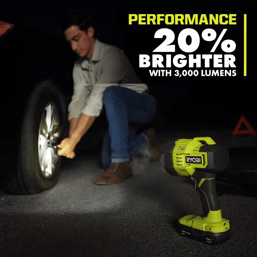 Ryobi ONE+ 18V 3-Light Kit - Hybrid Panel, Spotlight, Flexible Clamp (Tool Only)