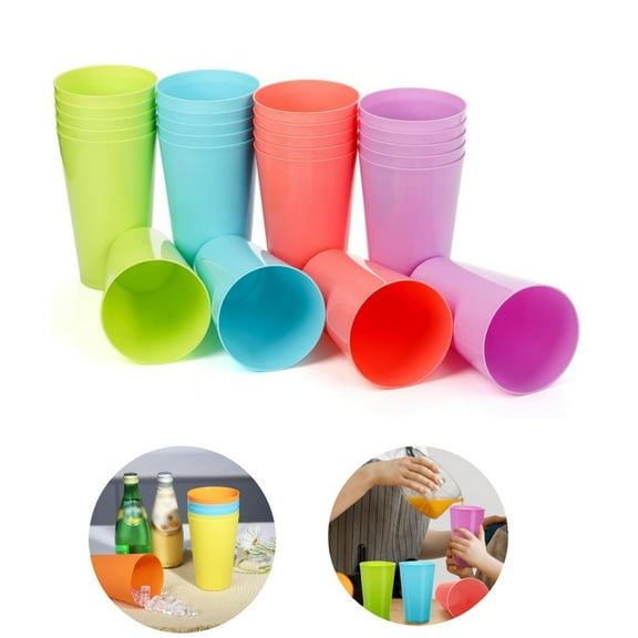 Plastic Tumbler Cups,12Pack Reusable Drinking Tumblers Set for Home,QZS Lightweight Juice Drinking Cups for Kitchen,Outdoor,Indoor,4 Colors