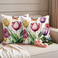 thumbnail image 2 of Spring Blooming Flower Pillow Covers 2 Pack Butterfly Tulip Pillowcase Waterproof Outdoor Throw Pillow Cover for Patio Garden Square Cushion 20”x20”, 2 of 9