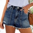 thumbnail image 2 of xingwang Clearance Plus Size Jean Shorts for Women High Waisted,Women Fashionable Loose Fitting Casual Versatile Jeans Shorts Blue XXL, 2 of 8
