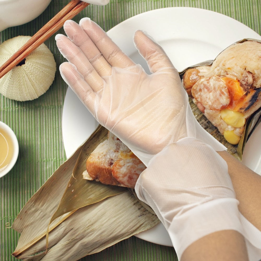Tronex Advanced Hybrid Poly Disposable Gloves, Embossed Texture, Food Safe, Clear, Medium, Case of 1000