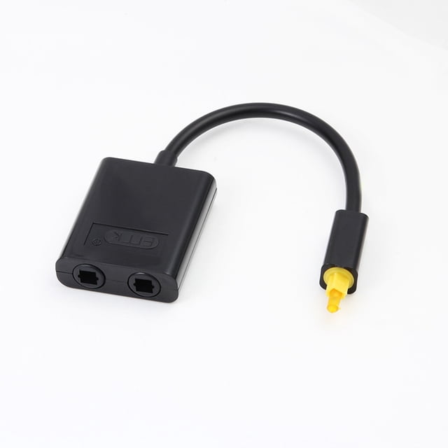Divisor óptico de 1 entrada y 2 salidas, divisor digital Toslink de 1 entrada y 2 salidas, cable adaptador de audio para TV, DVD y barra de sonido (negro)