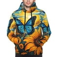 thumbnail image 2 of Bingfone Colorful Cloud Butterfly Sunflower Men's Drawstring Hoodie Long Sleeve Pocket Sweatshirts-XX-Large, 2 of 6