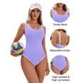 thumbnail image 4 of Women'S One-Piece Swimsuit Color Block Ribbed Sports Adjustable Strap High Cut Swimsuits Deep XL, 4 of 9