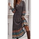 thumbnail image 2 of Vestido Odeerbi para Mujer Casual Maxi Estampado Floral Manga Larga Cuello en V Invierno, 2 of 9
