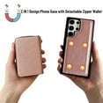 thumbnail image 2 of Dteck for Samsung Galaxy A55 Case Detachable Wallet Case with 11-Card Holder,2 in 1 PU Leather Zipper Purse with Wristlet for Women Men,Durable Shockproof Phone Cover for Galaxy A55 5G,Rosegold, 2 of 6