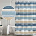 thumbnail image 5 of Khaki Blue Striped Shower Curtain, Waterproof Shower Curtains for Bathroom, Farmhouse Stripes Modern Abstract Art Washable Fabric Bathtub Curtain Set Bath Decor with 12 Hooks Standard 72"x72", 5 of 8
