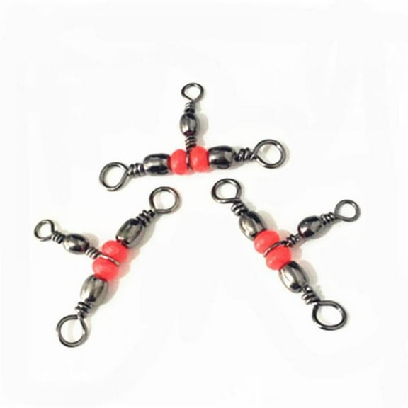 Taykoo 10/20/50Pcs 3 Way Brass Fishing Rolling Barrel Swivel Bearing Connector Solid Ring Fishing Accessories Tools