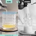 thumbnail image 5 of Sofinny Glass Foaming Hand Soap Dispenser for Kitchen & Bathroom, Refillable Lotion Dispenser with Large Silver Pump(Striped Pattern-Clear), 5 of 7