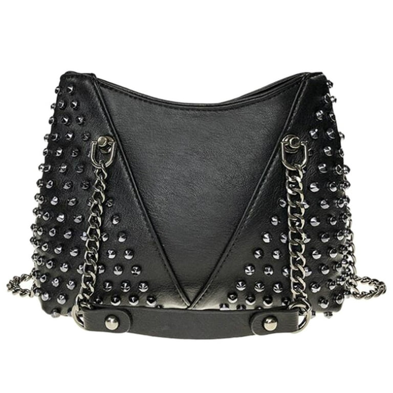 Studded Black Wristlet Clutch Handbag