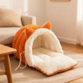 thumbnail image 4 of Winter Warm Cat Cave Bed for Indoor Cats, Enclosed Plush Pet Sleeping Pod with Non- Bottom, Machine Washable Calming Nest for Kittens and Small Dogs in Home Living Room, 4 of 5