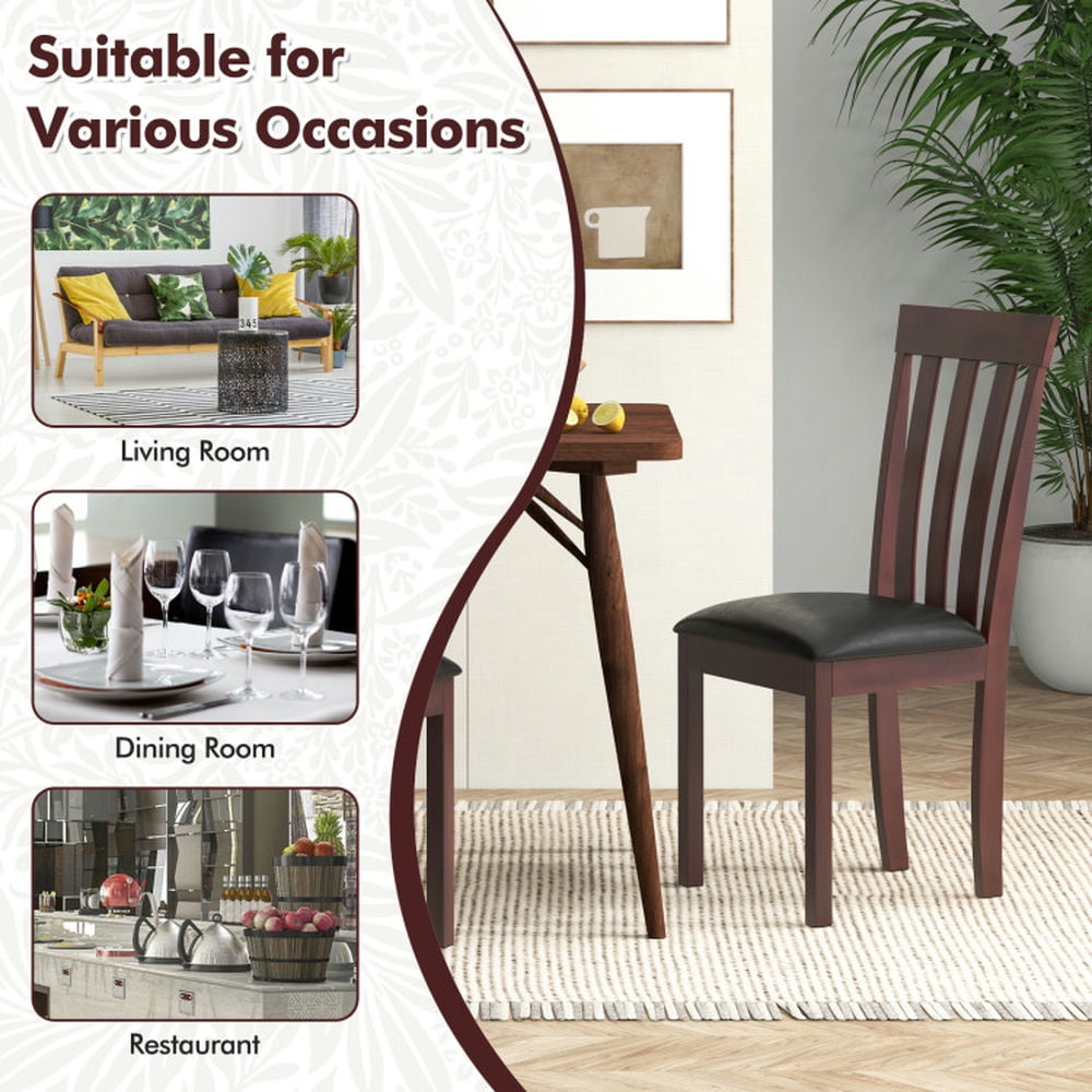 Demi Bonn Set of 2 Dining Chair Upholstered Kitchen Chairs with Padded Seat and Rubber Wood Frame for Dining Room Living Room, Brown